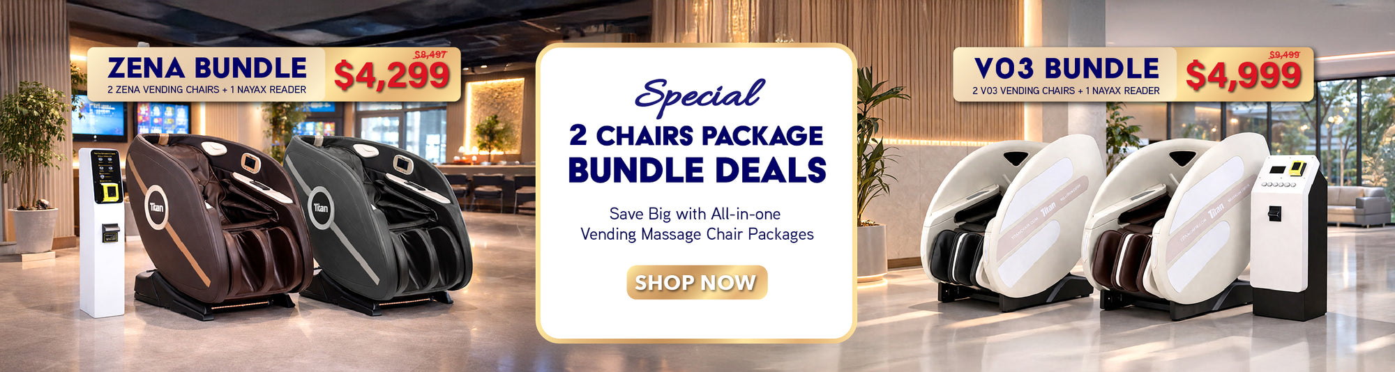 Special 2 Chairs Package Bundle Deals Save Big with All-in-one Vending Massage Chair packages - Shop Now